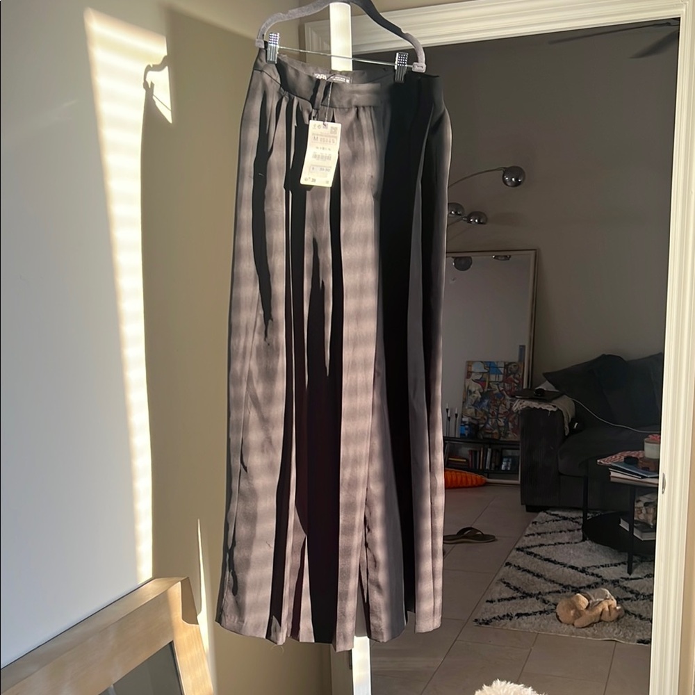 Zara Black Maxi Pleated Pencil Pants